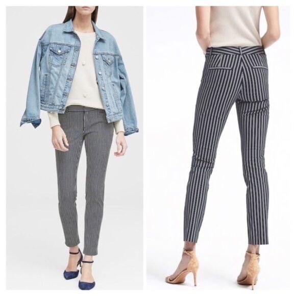 - Banana Republic Sloan Navy Striped Pants SIZE 2 - Picture 2 of 6